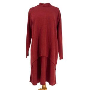 POETRY Women's  Layered Asymmetric Lagenlook Dress- Dark Red-Size 16